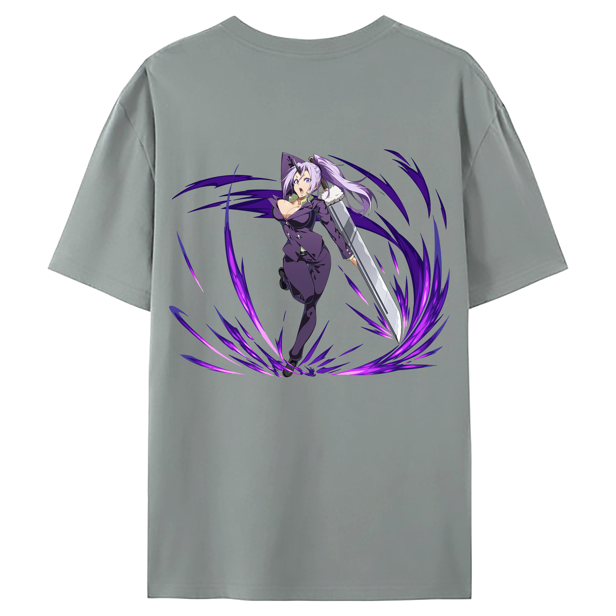 （画像用） 転スラ Regarding Reincarnated to Slime 綿100％ メンズ半袖Tシャツ（バックプリント） 通気性